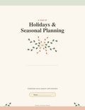 Holidays & Seasonal Planner printable PDF cover with botanical design