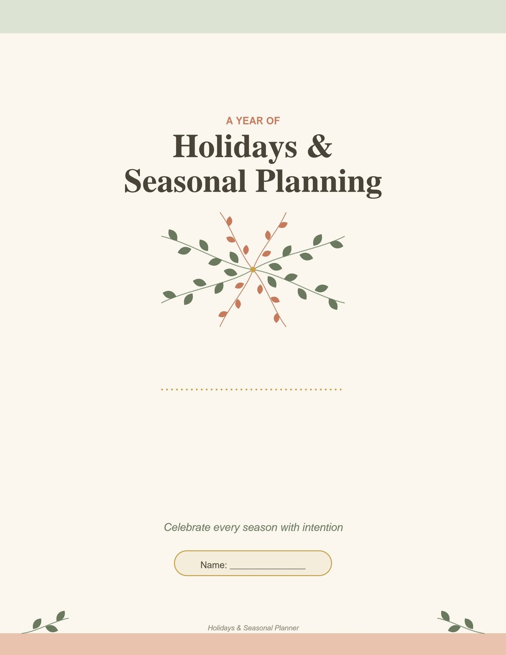 Holidays & Seasonal Planner printable PDF cover