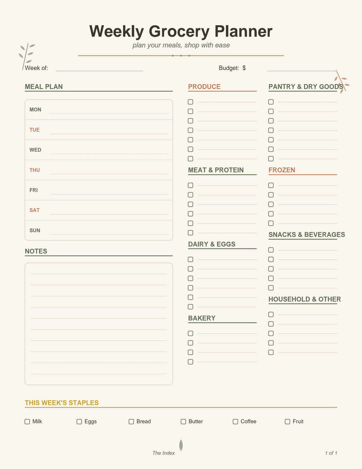 Weekly Grocery Planner