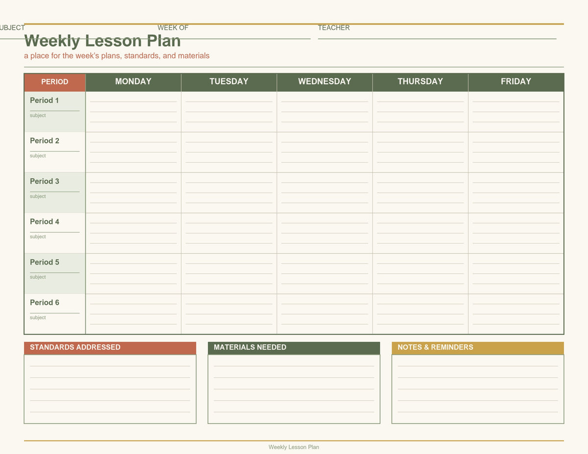 Teacher Lesson Planner