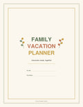 Family Vacation Planner printable PDF cover with botanical design