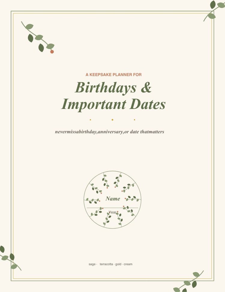 Birthdays & Important Dates Planner