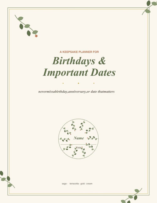 Birthdays & Important Dates Planner