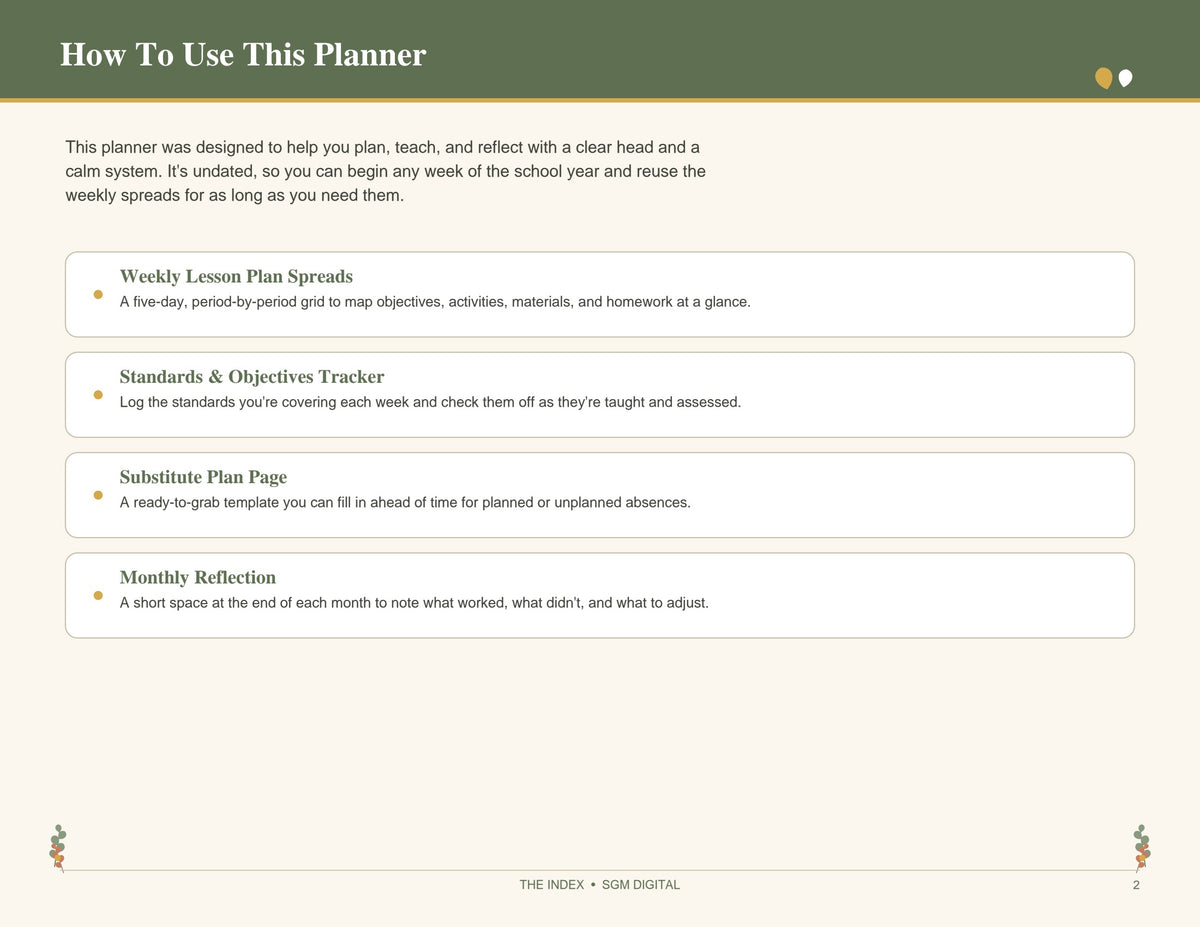 Weekly Teacher Lesson Planner – Printable 7-Period Lesson Plan Template (Undated)