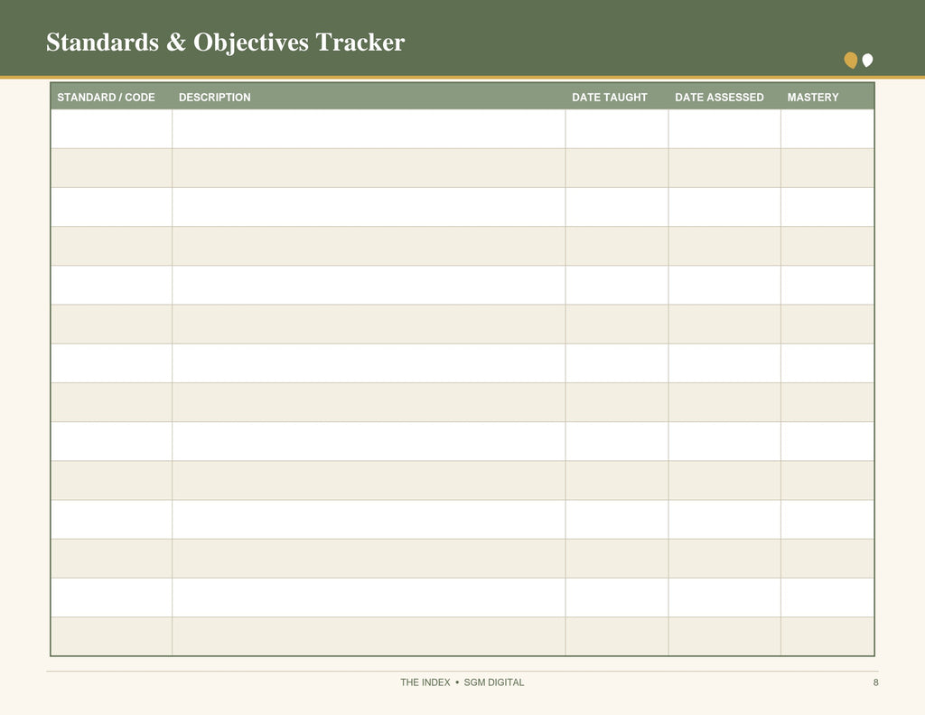 Weekly Teacher Lesson Planner – Printable 7-Period Lesson Plan Template (Undated)