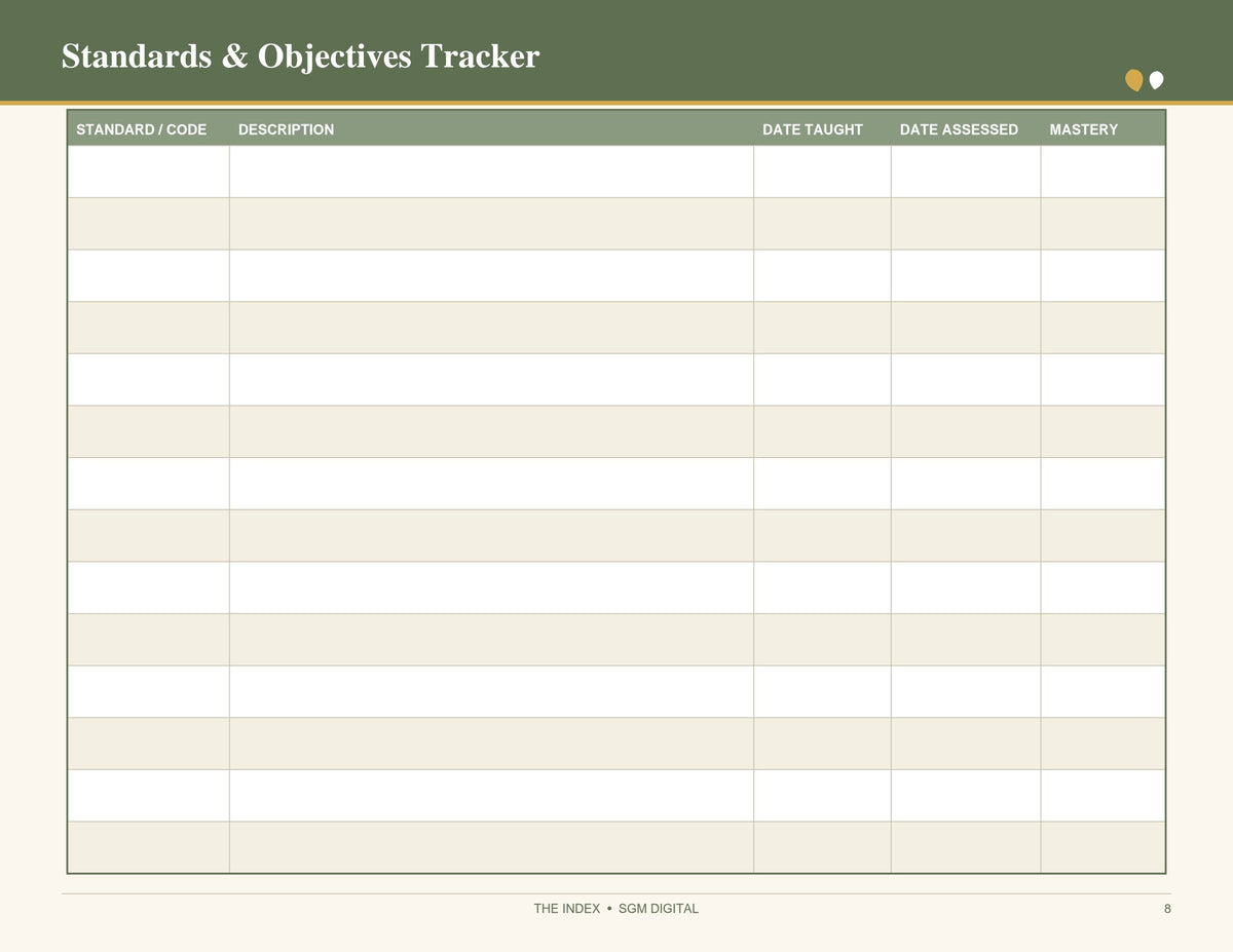 Weekly Teacher Lesson Planner – Printable 7-Period Lesson Plan Template (Undated)